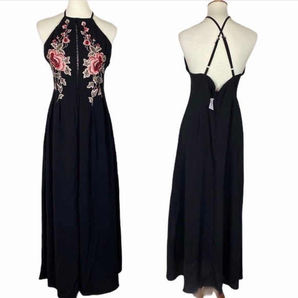 Women Split Dress Embroidery Maxi Juniors XL - Picture 2 of 7